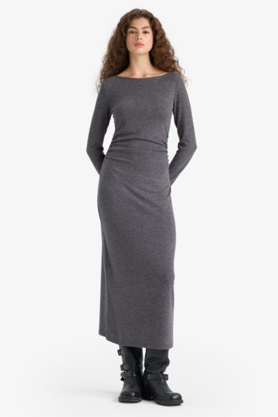 Bodycon Boat Collar Maxi Dress