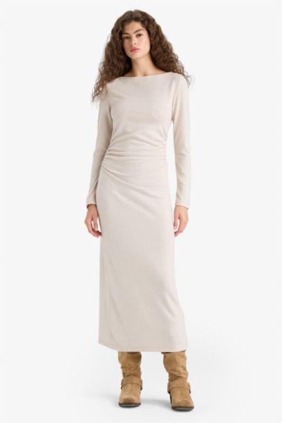 Bodycon Boat Collar Maxi Dress
