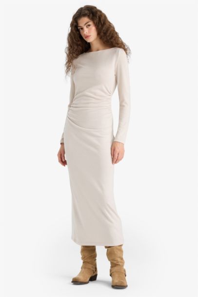 Bodycon Boat Collar Maxi Dress