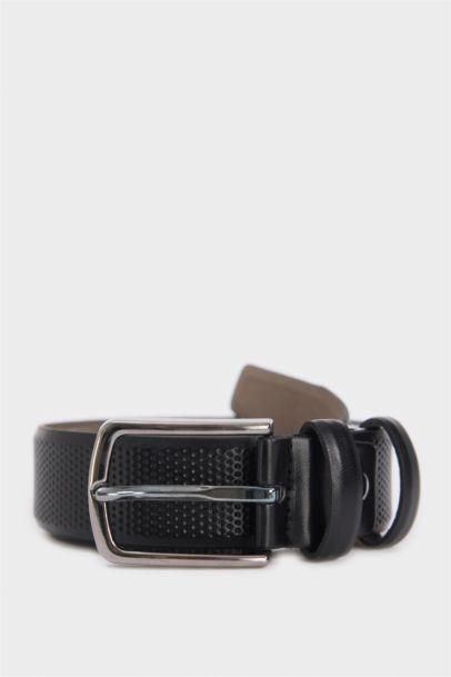 Erkek Dikdörtgen Toka Suni Deri Günlük Kemer