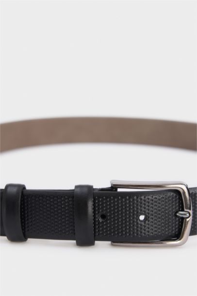 Erkek Dikdörtgen Toka Suni Deri Günlük Kemer