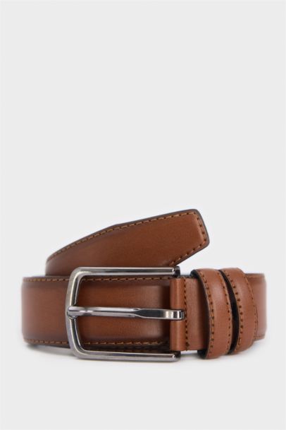 Erkek Dikdörtgen Toka Suni Deri Günlük Kemer