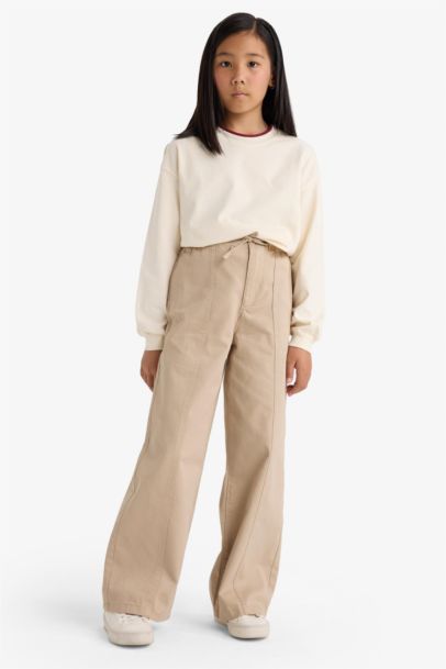Girl Wide Leg Cotton Trousers