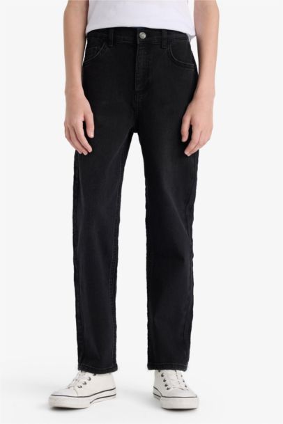 بنطلون جينز اولادي قصة مستقيمة ورجل عادية أسود