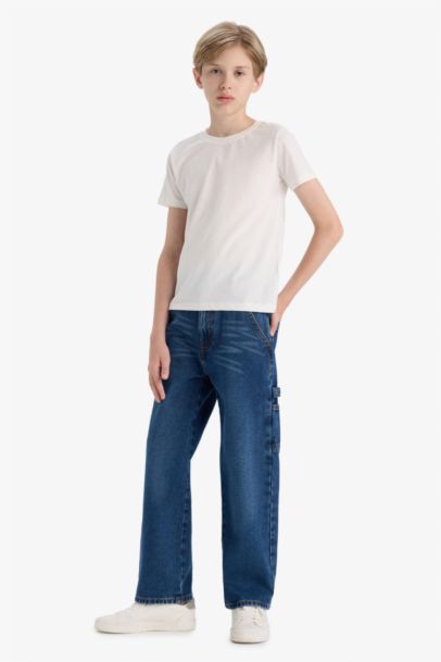 Wide Leg Düz Paça Jean Pantolon Erkek Çocuk