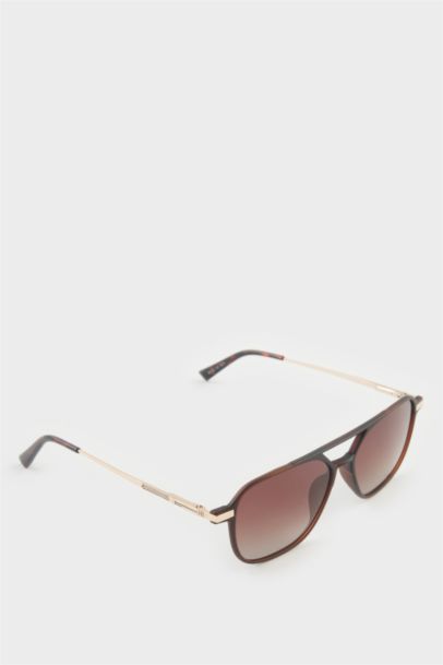 Erkek Oval Büyük Kahve Plastik Çerçeve Kahve Cam Polarize Güneş Gözlüğü