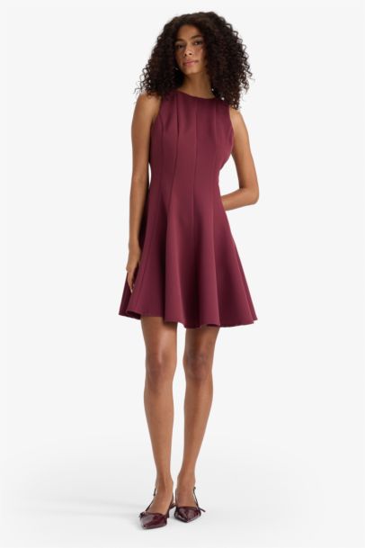 A Cut Crew Neck Sleeveless Dress