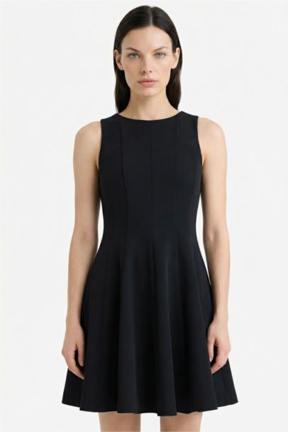 A Cut Crew Neck Sleeveless Dress