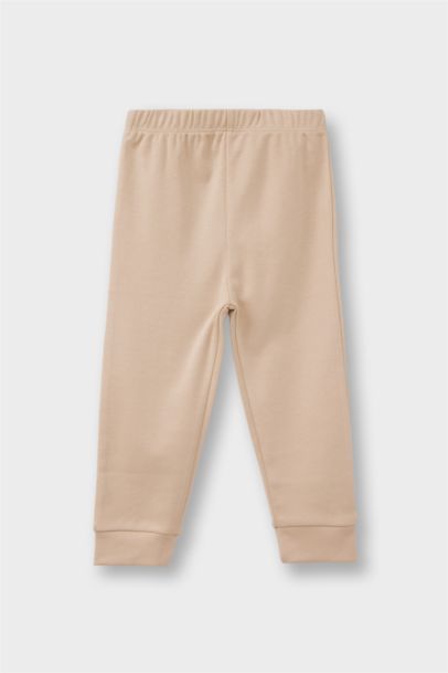 %100 Pamuklu Ayı Baskılı Beli Lastikli Pijama Takımı Erkek Bebek