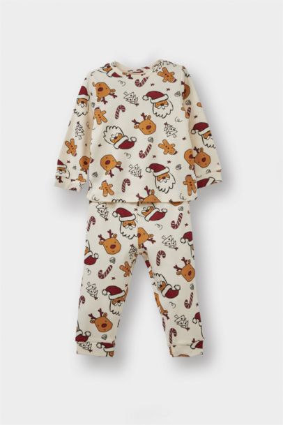 Pijama Takımı Yılbaşı Temalı Uzun Kollu Üst Uzun Alt Erkek Bebek