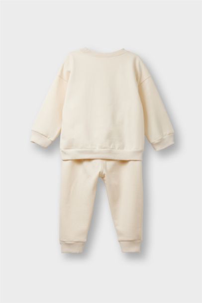 سيت بيبي بناتي سويت شيرت وبنطرون رياضي مطبوع - قطعتين