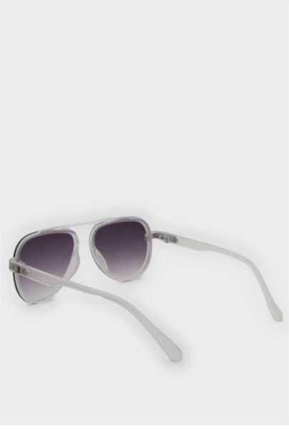 Erkek Oval Plastik Şeffaf Çerçeve Şeffaf Cam UV Güneş Gözlüğü