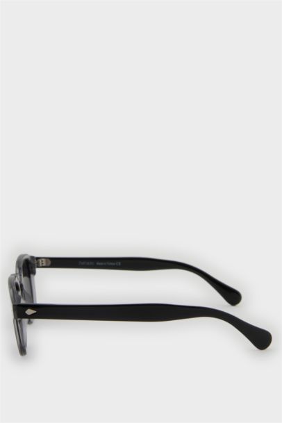 Erkek Yuvarlak Gri Plastik Çerçeve Siyah Cam Polarize Güneş Gözlüğü