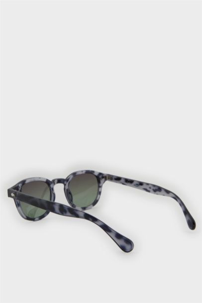 Erkek Yuvarlak Desenli Plastik Çerçeve Siyah Cam Polarize Güneş Gözlüğü