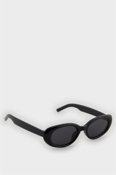 Kadın Yuvarlak Siyah Plastik  Çerçeve Siyah Cam UV Güneş Gözlüğü