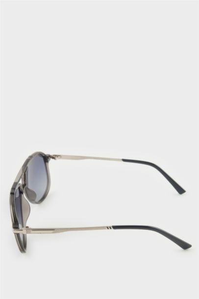 Erkek Oval Büyük Siyah Metal Çerçeve Siyah Cam Polarize Güneş Gözlüğü