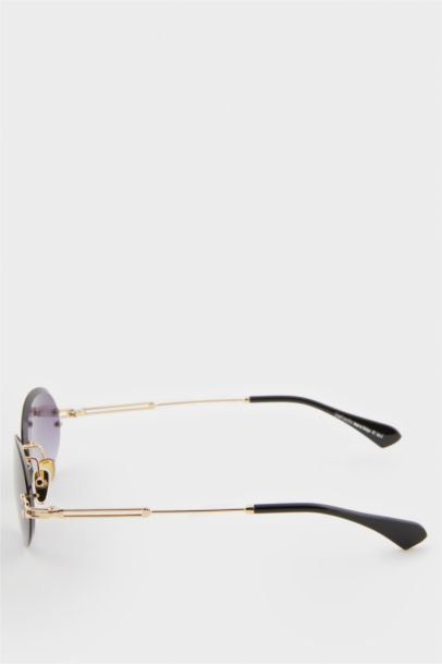 Kadın Yuvarlak  Şeffaf Metal Çerçeve Kahve CamUV Güneş Gözlüğü