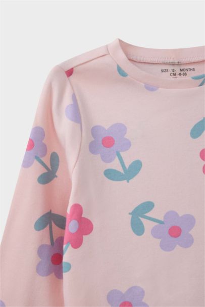Ensemble Pyjama fleuri Haut manches longues et Pantalon pour bébé fille