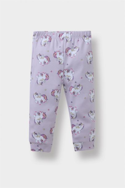 Pijama Takımı Unicorn Baskılı Uzun Kollu Üst Uzun Alt Kız Bebek