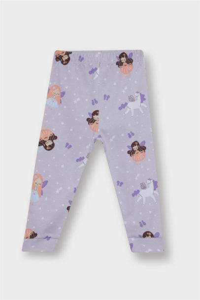 طقم بيجامة بناتي مطبوعة كم طويل وبنطلون طويل