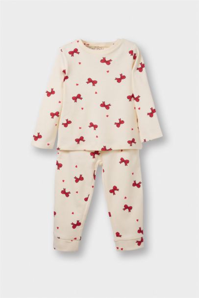 Yılbaşı Temalı Pijama Takımı Uzun Kollu Üst Uzun Alt Kız Bebek