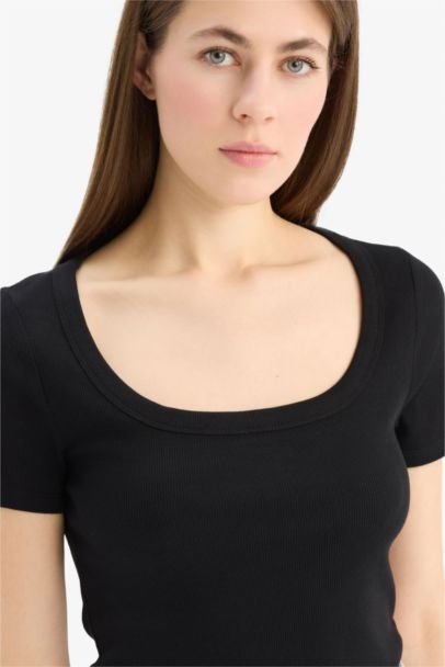 Slim Fit Crew Neck Basic Ribbed Camisole T-Shirt