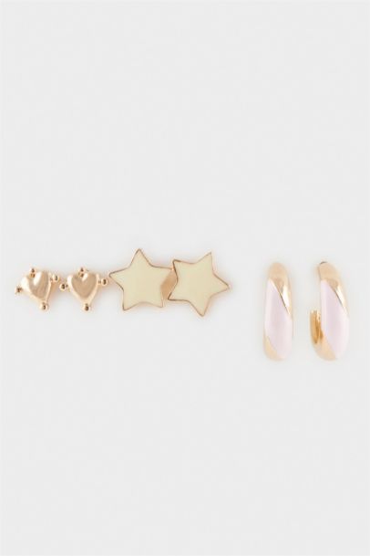Woman 3 Piece Gold Earrings