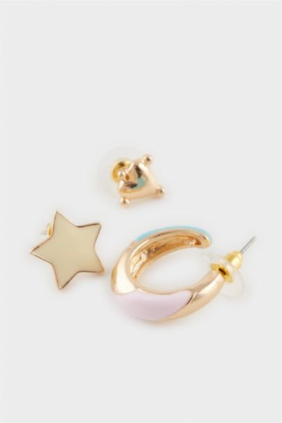 Woman 3 Piece Gold Earrings