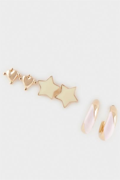 Woman 3 Piece Gold Earrings