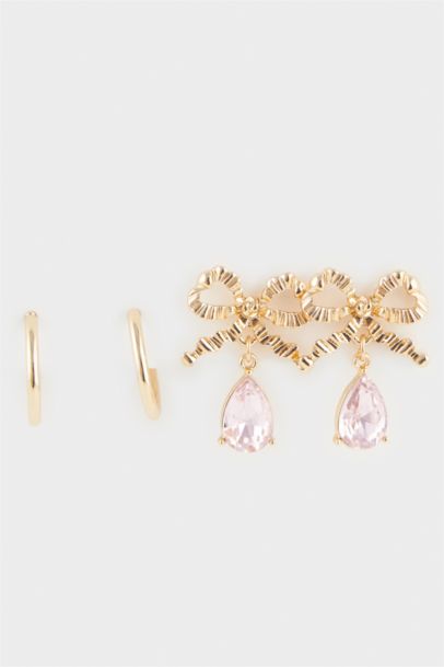 Lot de 2 paires de Boucles d’oreilles dorées pour femme
