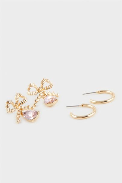 Lot de 2 paires de Boucles d’oreilles dorées pour femme