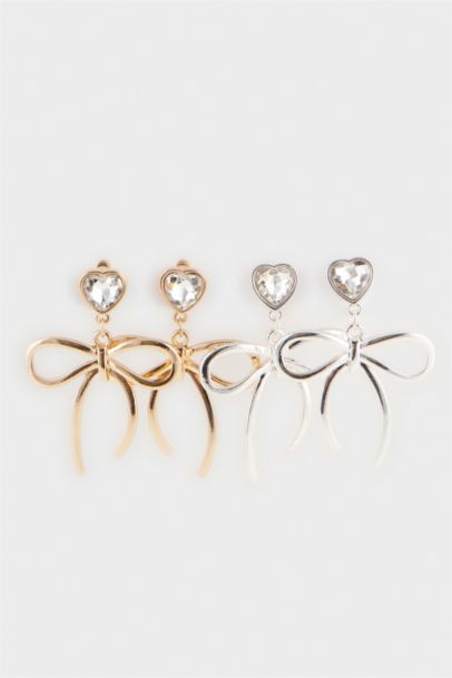 Woman 2 Piece Bow Earrings