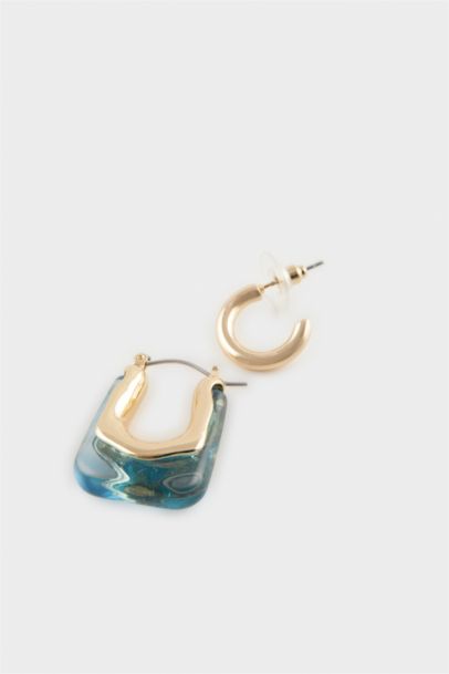 Woman 2 Piece Blue Gold Earrings
