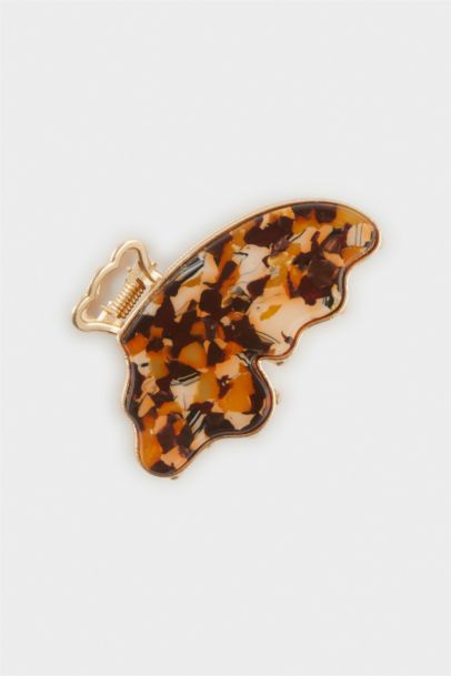 Woman Leopard Butterfly Motif Hair Clips