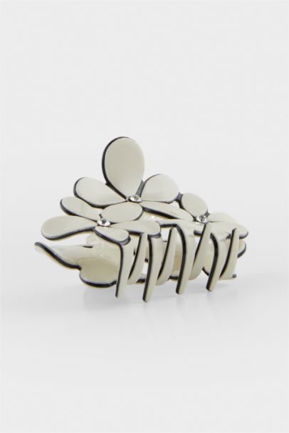 Woman White Flower Latch Hair Clips