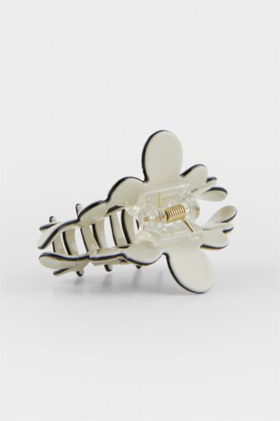 Woman White Flower Latch Hair Clips