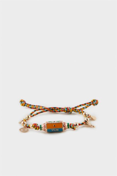 Woman Colorful Rope Charm Bracelet