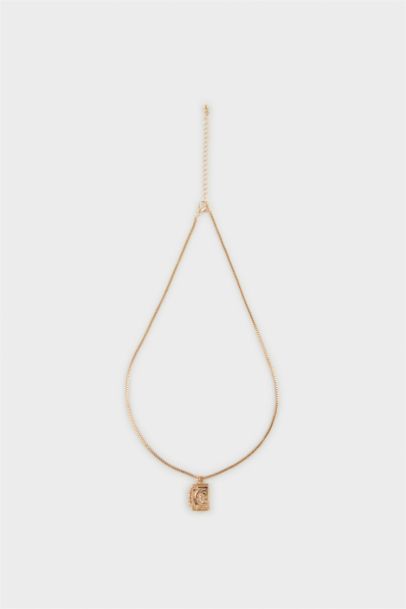 Woman Moon Themed Gold Necklace