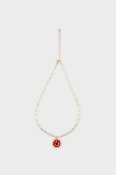 Woman Red Stone Gold Necklace