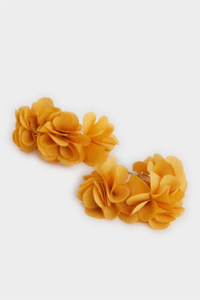 Woman Orange Straw Detailed Earrings