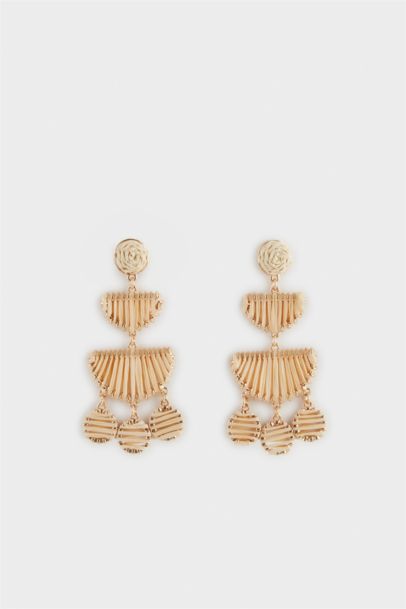 Boucles d’oreilles pendantes à détail en paille pour femme