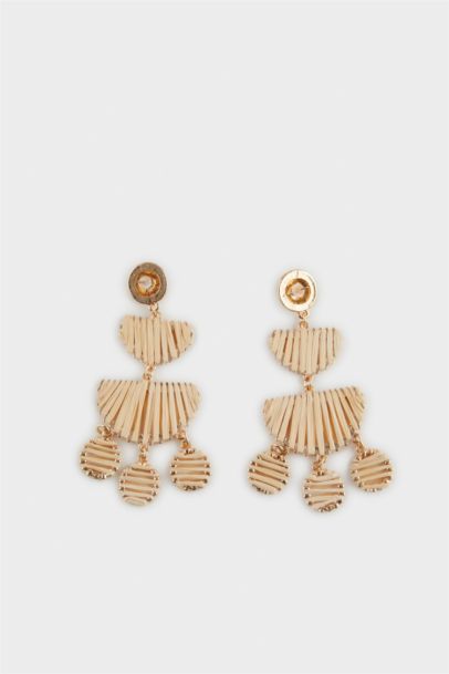 Boucles d’oreilles pendantes à détail en paille pour femme