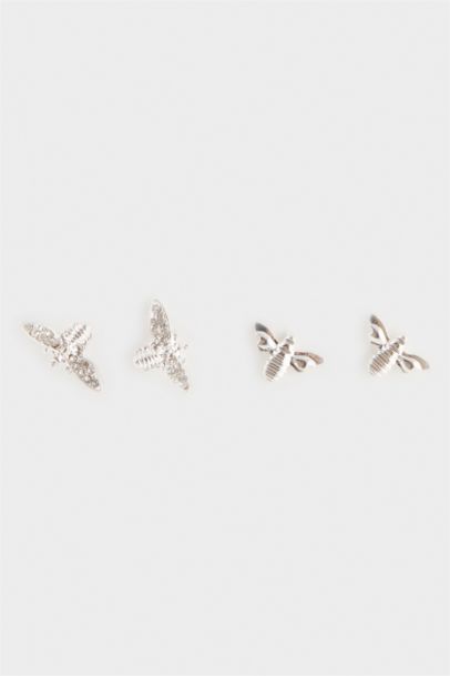 Woman 2 Piece Silver Earrings