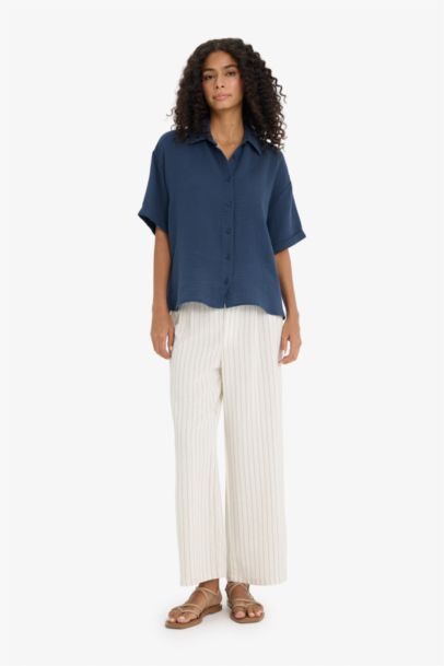 Regular Fit Müslin Kısa Kollu Gömlek