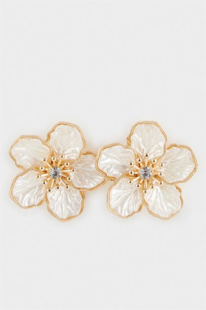 Woman Flower Gold Earrings