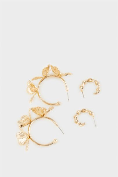 Woman 2 Piece Gold Earrings