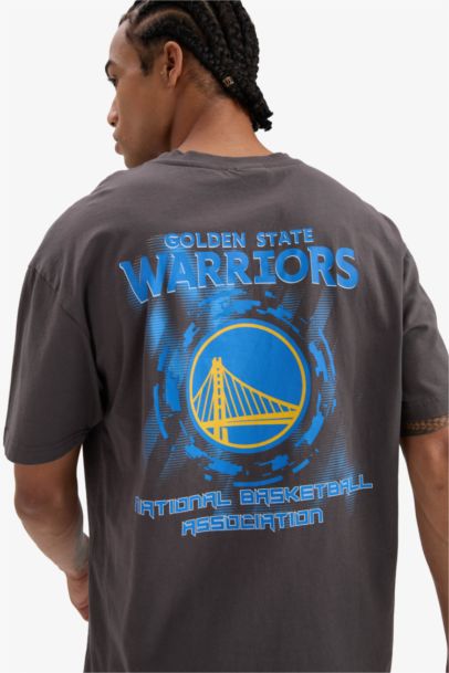 NBA Golden State Warriors Boxy Fit Bisiklet Yaka Kısa Kollu Tişört