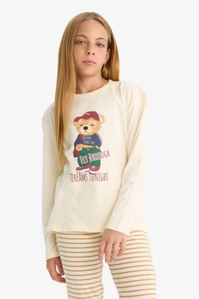 Girl Printed Top and Pants 2 Piece Pyjama Set