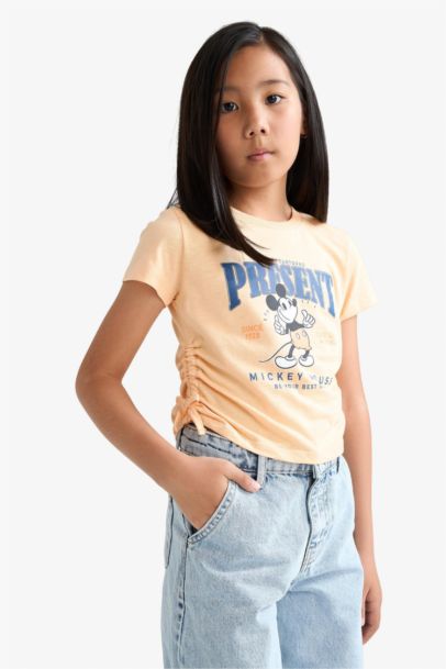 Disney Mickey & Minnie Fitted Bisiklet Yaka Kısa Kollu Tişört Kız Çocuk