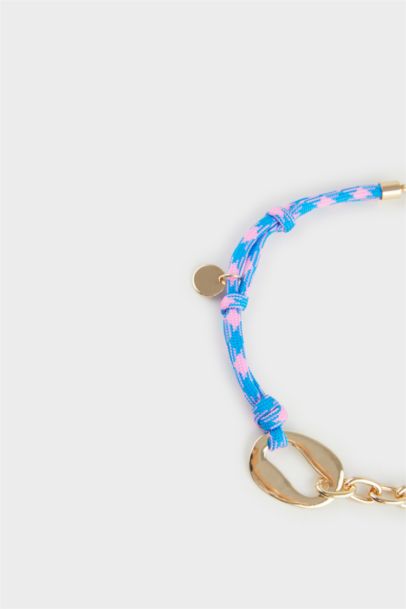 Woman Blue Rope Detailed Gold Necklace
